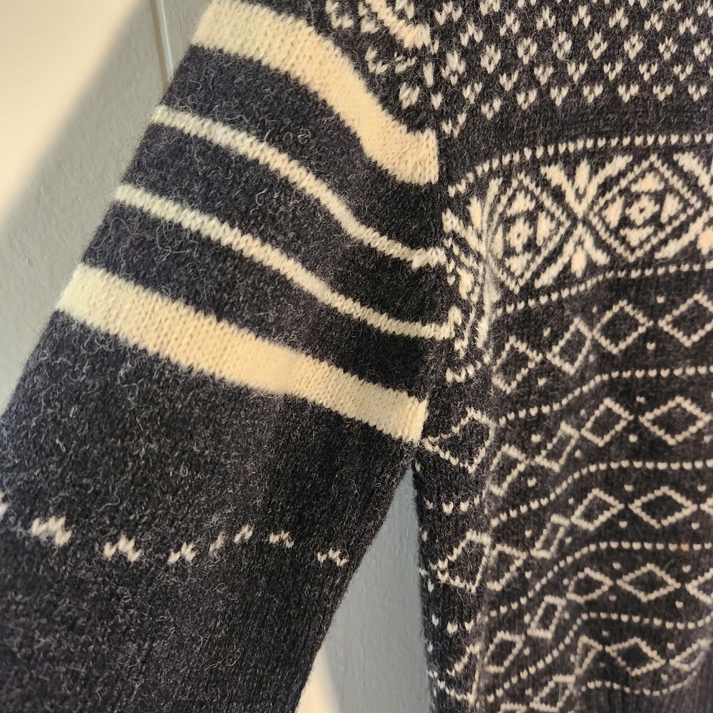 Vtg J G Hook Shetland Wool Black Cream Fair Isle Nordic Size 38 Small - Picture 7 of 16